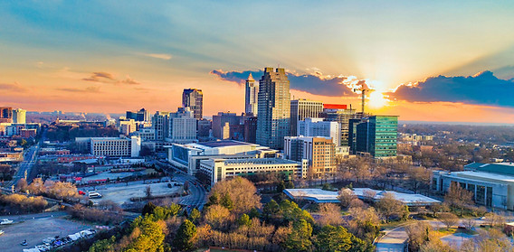 Downtown Raleigh, North Carolina skyline at sunset